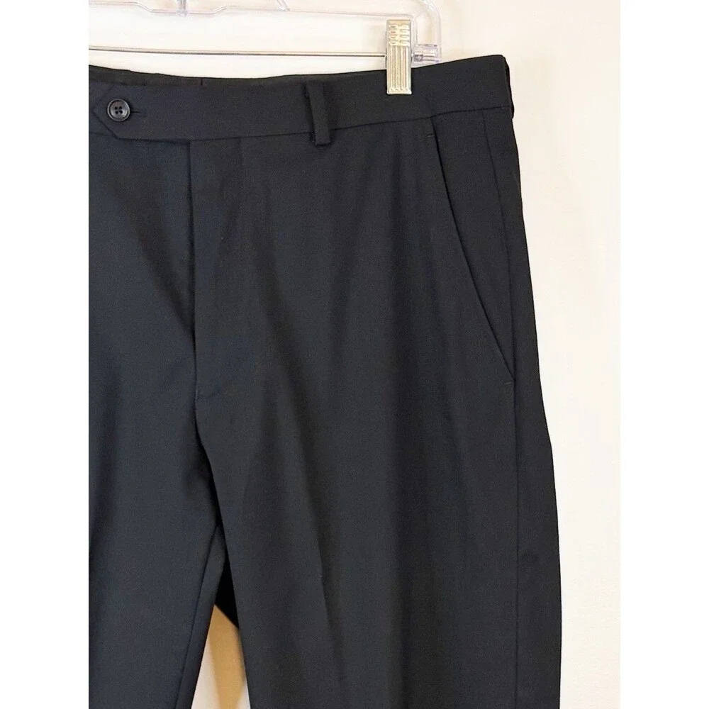ALFANI Men’s Classic Fit Stretch Suit Pants Black 32x32 Straight Leg Flat Front